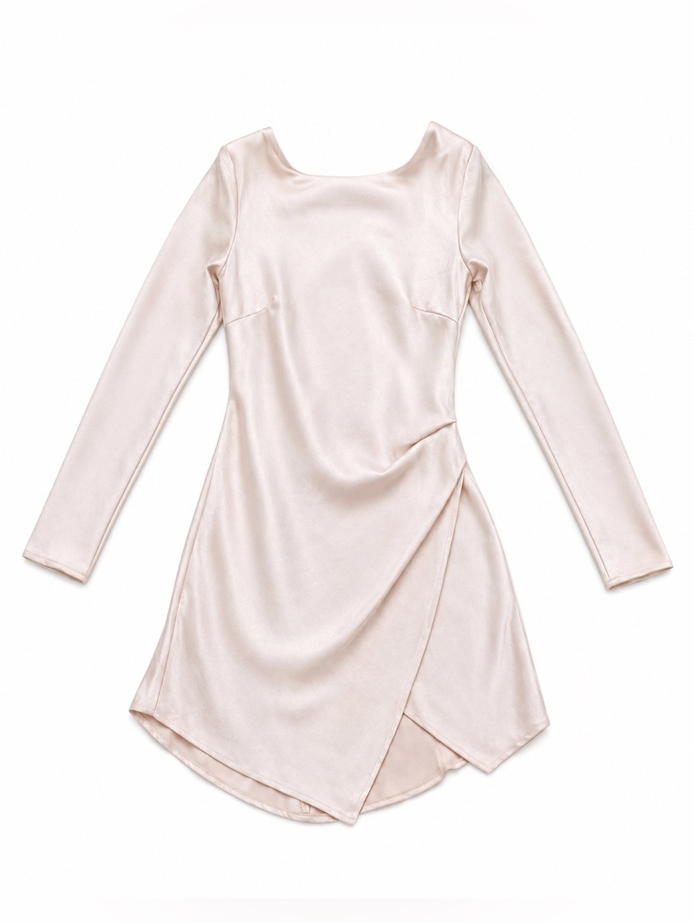 NWT Selfie Leslie Satin Wrap Mini Dress Women XSmall Champagne Backless Romanti